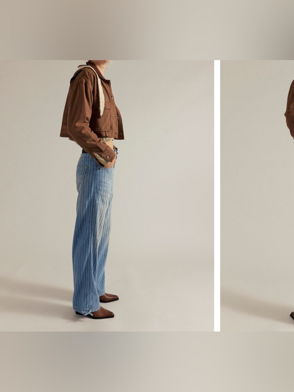NWOT We the Free People Don't Wait Up Pinstripe Boyfriend Jeans After Hours - 25 - Picture 6 of 17